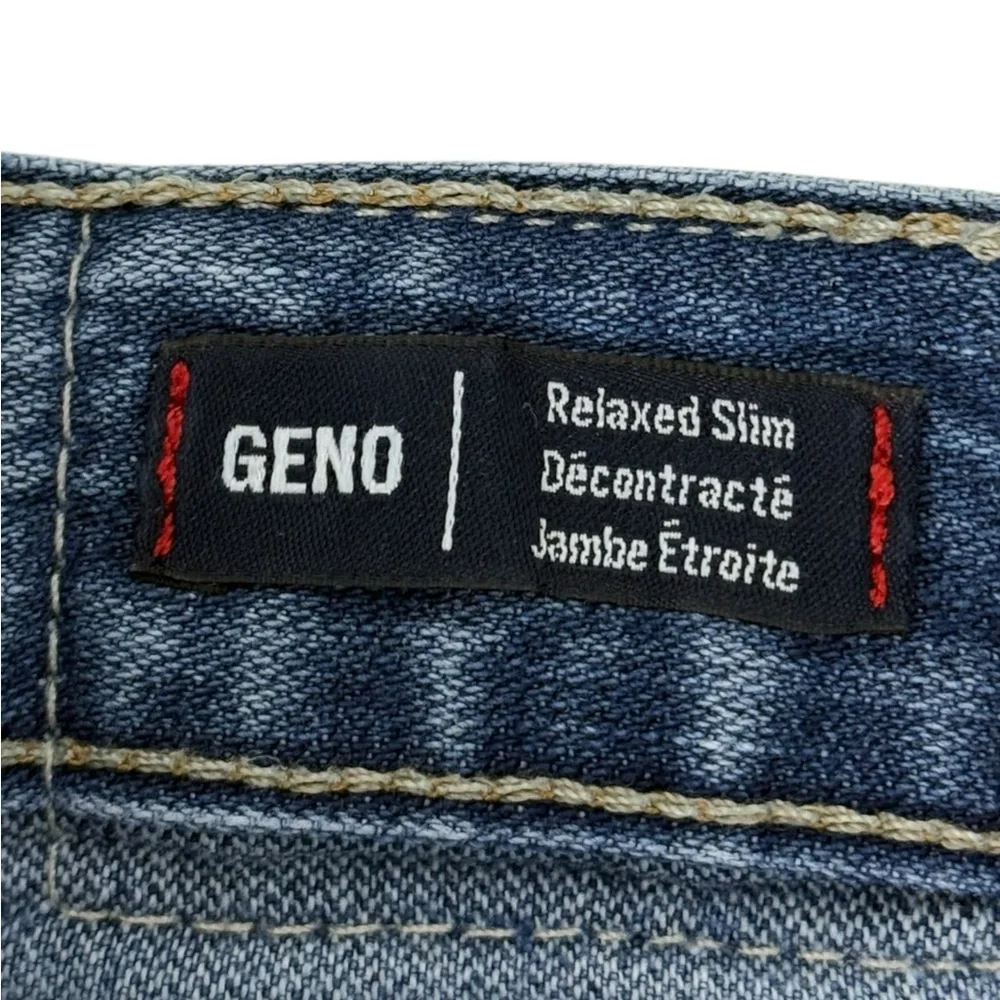 True Religion Mens 34 Jeans Geno Relaxed Slim Blue Cotton Made USA Inseam 33”